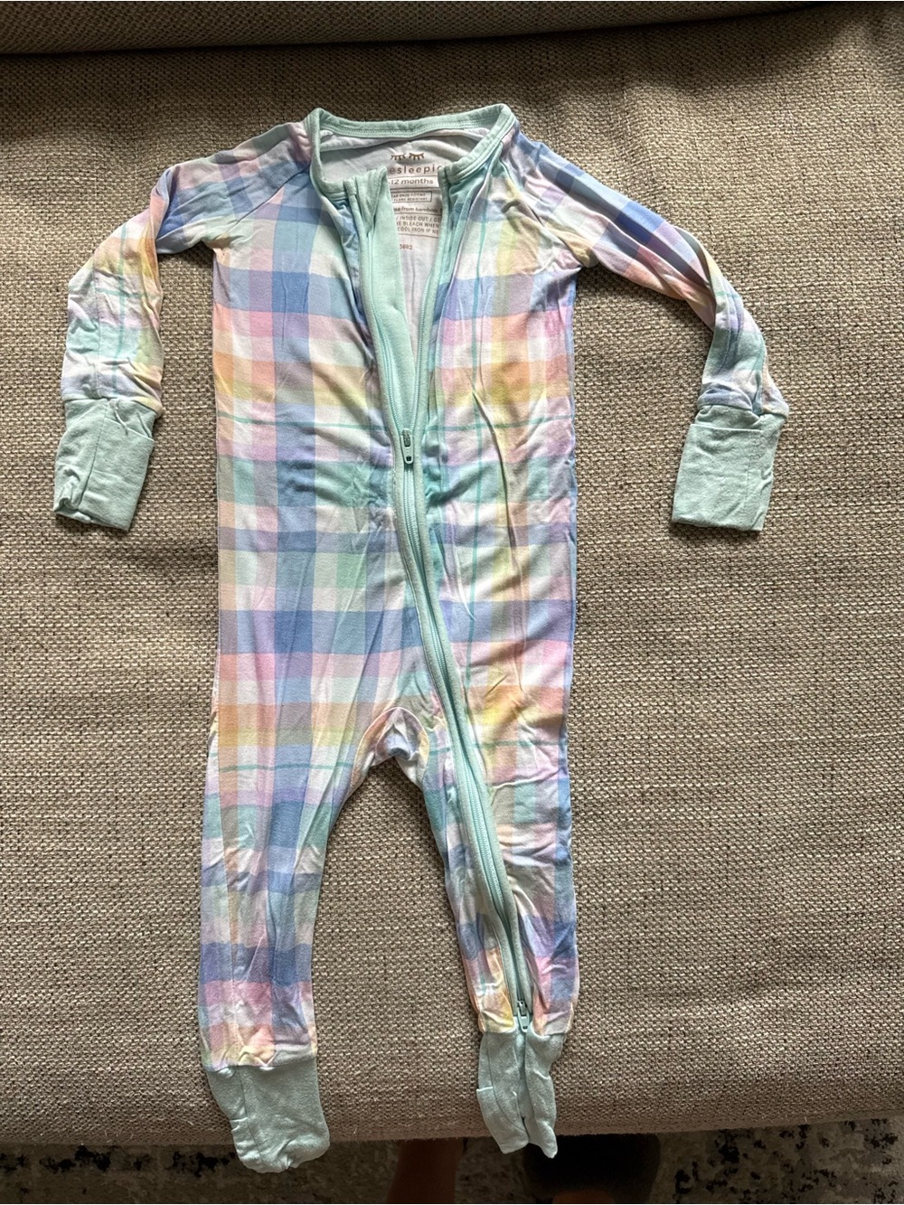 Little Sleepies Pastel Plaid One-Piece Zipper Pajamas
